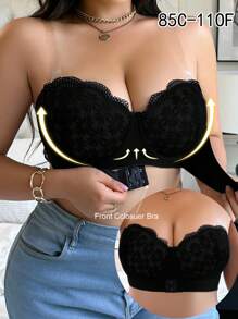Plus Size Strapless Voorkant Knoopsluiting, Beugel Zachte Comfortabele Tube BH Lingerie
