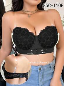 Plus Size Strapless Voorkant Knoopsluiting, Beugel Zachte Comfortabele Tube BH Lingerie