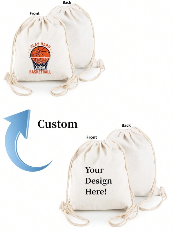 Custom Print Drawstring Backpack Gym Sack Canvas Cinch Sport Pack String Backpack Bag For Men, Women DIY Logo