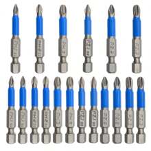 12pcs Household Anti-Slip Cross Head Alloy Steel Bits, Hexagonal Shank, Blue Plated, 50mm Electric Screwdriver Bit Set