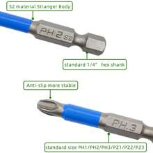 12pcs Household Anti-Slip Cross Head Alloy Steel Bits, Hexagonal Shank, Blue Plated, 50mm Electric Screwdriver Bit Set