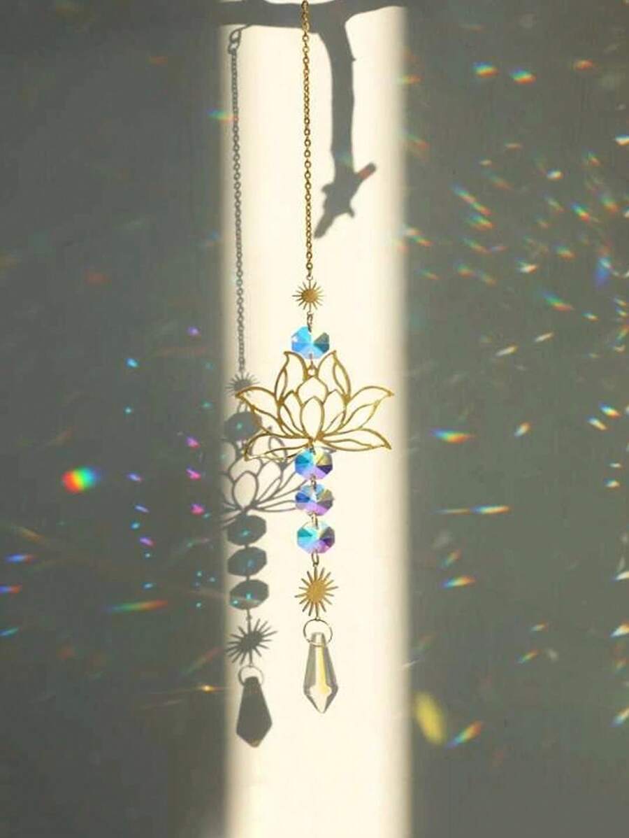 1PC/5PCS Mặt trời & Hoa sen Trang trí Treo tường, Lăng kính pha lê màu Suncatchers cho Xe hơi, Trang trí Vườn cửa sổ - Nhiều màu - Xem 1