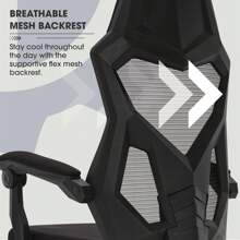 Office Chair With Extendable Leg Rest, Black Fabric Upholstery