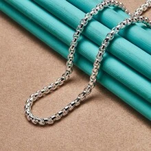 40-60CM 925 Silver Plated 4MM Round Box Chain Necklace For Women Men Wedding Engagement Charm Jewelry - Silver - View 2