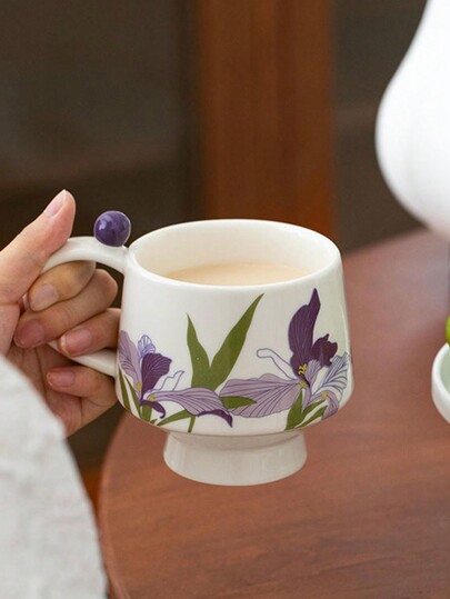 1pc Retro Iris Ceramic Cup, High-Quality Milk/Coffee Mug