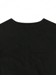 Plus Size Crew Neck Loose Long Sleeve High Low Hem Casual Blouse