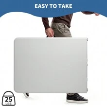 6 Feet Fold-In-Half Table With Curve Legs, For Indoor & Outdoor, Picnic, Camping-White - trắng - Xem 5