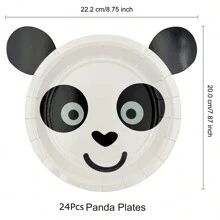 8 Packungen/24 Packungen Panda-förmige Teller, Pappteller mit Tiermotiven, Dschungel Tiere Party Themen Geschirr für Babyparty, Geschlechteroffenbarung, Geburtstagsfeiern und Dekorationen