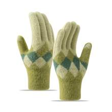 1 Paar flauschige Winter Handschuhe für Frauen, Outdoor Radfahren Sport Ski warme dicke gestrickte Touchscreen Handschuhe, geeignet als Geschenk für Freunde und Familie