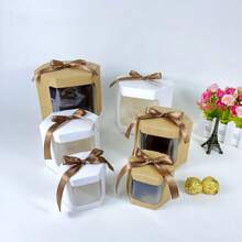 12pcs Hexagonal Gift Box With Window, Tea, Fragrance Candle, Cup Packaging Box With Ribbon, Suitable For Wedding, Birthday, Party, Celebration - Multicolor - View 2