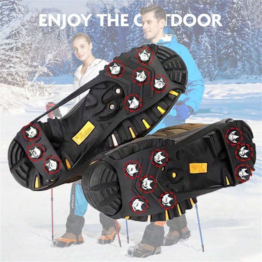 1 对户外雪钉冰爪，防滑鞋套，适合滑雪、徒步旅行、登山