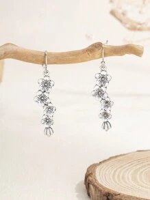 1 对复古 MONLOTTI 耳环，波西米亚风格，牡丹花、矩形、小雏菊等多种设计，金属结构，时尚创意设计，镶嵌宝石，适合女性日常佩戴 - 彩色 - 查看 3