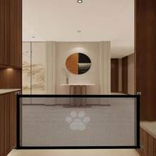 1PC Expandable Pet Gate Plus - Durable PE Mesh Gate For Indoor Outdoor Use, Adjustable, Portable, Easy Install, Stair Barrier For Pets, Versatile, And Space-Saving Design