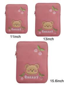 1 件带软壳的涤纶笔记本电脑内胆包，专业笔记本电脑和平板电脑包，带有卷边、蝴蝶结和线条图案设计，有 11 英寸、13 英寸和 15 英寸可选，轻巧时尚的教室笔记本电脑包、教室包、教师储物包、教室整理包 - 米色 - 查看 12