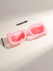 1 Pair Of Teen Jelly Pink Fashionable Personalized Retro Square Frame Glasses - Multicolor - View 5