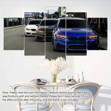 5 peças/conjunto de pôster em tela com moldura de madeira, arte moderna, pôster em tela de três carros de luxo, presente ideal para quarto, sala de estar, corredor, arte de parede, decoração de parede, decoração de inverno, decoração de parede, pôsteres de decoração de quarto, arte de parede, coisas de decoração de quarto (emolduradas)