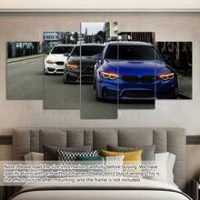 5 peças/conjunto de pôster em tela com moldura de madeira, arte moderna, pôster em tela de três carros de luxo, presente ideal para quarto, sala de estar, corredor, arte de parede, decoração de parede, decoração de inverno, decoração de parede, pôsteres de decoração de quarto, arte de parede, coisas de decoração de quarto (emolduradas)