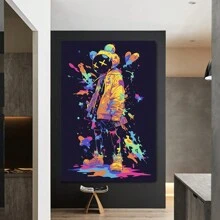 KAW Fashion Street Graffiti Art Canvas, Personalized Hip Hop Style Wall Decor, Suitable For Bedroom, Kitchen, Dining Room, Living Room, Office, And Other Home Wall Decorations - 裱框 - 查看 5