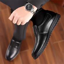 Men's Formal Dress Shoes, High-Quality Gentleman's Business Formal Leather Shoes, British Style Party Shoes, Comfortable Casual Leather Shoes, Consumable Shoe Upper Material - Black - View 5