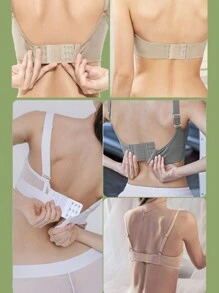 3/4/12件弹力胸罩扣内衣延长扣2/3/4钩扣胸罩调整背扣内衣排扣延长扣 - 彩色 - 查看 3