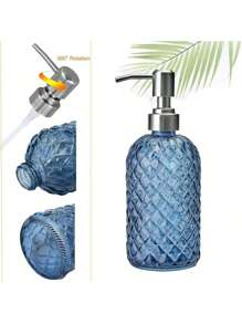 1 pieza Dispensador de jabón de manos/lavavajillas - Dispensador de jabón de vidrio - Dispensador de jabón de manos rellenable - Botellas de 380ml - Dispensador de jabón líquido, lavavajillas y loción para decoración del hogar y baño, decoración de otoño, de vuelta a la escuela