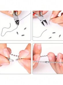 Chuỗi hạt thép không gỉ cuộn 16,4ft với 3,2ft/túi, đầu nối khóa Lobster, thích hợp cho vòng cổ, vòng tay, lắc chân, chuỗi thẻ tự làm, chuỗi kéo quạt trần, vật dụng làm đồ trang sức cho cả nam và nữ - màu thép - Xem 2