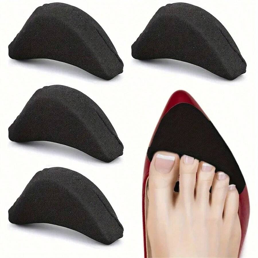 1 Pair Black Foam Toe Inserts, Shoe Size Reducer Toe Protectors - Black - View 1