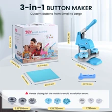 Máquina para hacer botones de múltiples tamaños, máquina prensadora de botones de 1''/1.25''/2.25'', kit de máquina para hacer botones con máquina, troqueles, recargas de botones, 300 sets - Azul - Ver 5