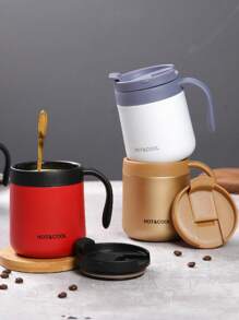 新款不锈钢保温杯，带把手，茶/咖啡杯，情侣便携杯 - 彩色 - 查看 3