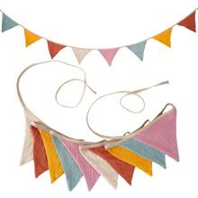 9.8Ft Christmas Candy Colored Garland Pennant Double Fabric Bunting Banner Triangle Flags For Shower Birthday Wedding Hen Party Home Outdoor Garden Decorations