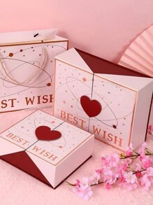 1 pieza Caja de regalo con forma de corazón y cierre magnético con texto "Mejor Deseo", adecuada para el Día de San Valentín, Navidad, Año Nuevo, regalos de boda, regalos festivos - Multicolor - Ver 9