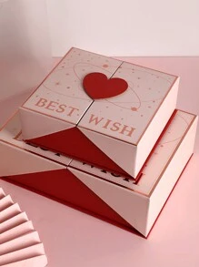1 pieza Caja de regalo con forma de corazón y cierre magnético con texto "Mejor Deseo", adecuada para el Día de San Valentín, Navidad, Año Nuevo, regalos de boda, regalos festivos - Multicolor - Ver 10