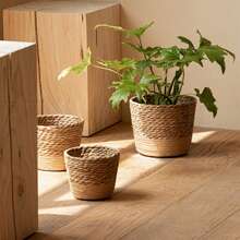 Natural Seagrass Woven Planter Basket, With Waterproof Layer Inside, Rattan Woven Plant Green Pot, Home Decor Flower Pot, Storage Basket Gifts Birthday Graduation