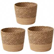 Natural Seagrass Woven Planter Basket, With Waterproof Layer Inside, Rattan Woven Plant Green Pot, Home Decor Flower Pot, Storage Basket Gifts Birthday Graduation