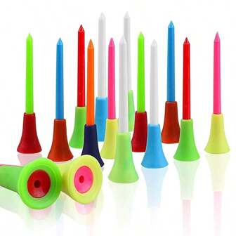 10pcs Multicolor Golf Tees, 83mm Rubber Tipped Cupped Tees