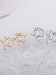SeuSuk Hip Hop Bling Ice Out XO Letter Earrings, Full Rhinestone Hypoallergenic Earrings For Men And Women, Fashion Jewelry