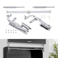 Hinges Up Stay Door Lift Hardware Fitting Pneumatic Arm Door Mount Cabinet Door W/ Adjustable Bracket Pneumatic Arm Hinge