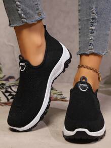 Women's Lightweight Knit Athletic Sneakers, Low Top Running And Tennis Shoes, Breathable Fitness Shoes, Outdoor Walking Shoes Suitable For Vacation Wear
