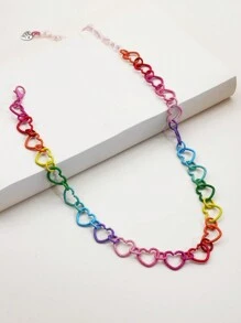 1 Stück Farbverlauf Herz Form Halskette mit Hohldesign, Valentinstag, Muttertag, Strandurlaubs Geschenk