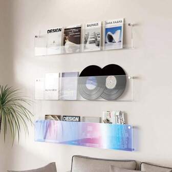 1 件多巴胺主题亚克力壁挂式杂志架，悬挂式杂志架书架文件整理器适用于候诊室、会议室、客厅、办公室和家庭展示