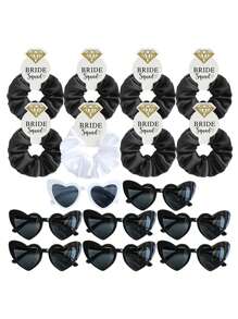 16pcs Wedding Party Bridesmaid Gift Set, Including Hair Scrunchies, Heart-Shaped Glasses, Suitable For Gifting To Women, Lovers, Family, Friends