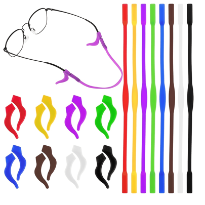 Brillenband aus Silikon, bunte Sonnenbrillenhalterung, Brillenclip und rutschfester Ohrbügel, elastisches Sportbrillenband