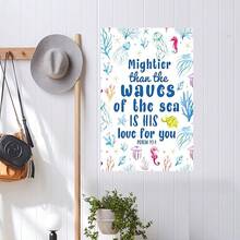 Religious Bible Verse Canvas Wall Art For Kids,Mightier Than The Waves Canvas Painting Wall Decor For Kids,Christian Religious Canvas Wall Art For Kids