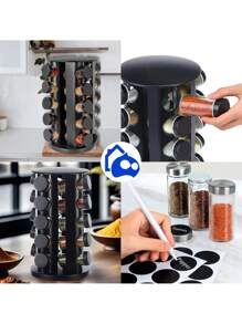 Especiero Giratorio 360º, con 20 Frascos de Vidrio, 5 Niveles, Organizador de Cocina, Especiero, Especie de Cocina, Estante Organizador de Especias, 34 * 22 * 22 cm, Bluelander. - Negro - Ver 7