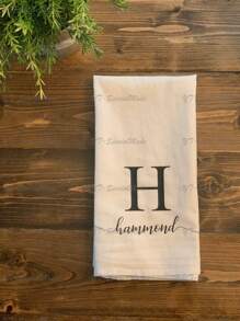 1pc Personalized Tea Towel, Custom Kitchen Towel, Personalized Dish Towel, Initial Dish Towel, Kitchen Decor, Wedding Gift, Hostess Gift, Design Your Own, Grandma Gift, Mom Gift, Gift For Teacher,Hand Towel, Housewarming Dishcloth.