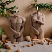 幻想主题香薰蜡烛硅胶模具 - 独特的男性和女性身体形状，DIY 工艺工具 - 白色 - 查看 1
