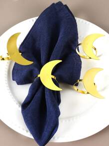 2/4/6pcs Big Moon Style Napkin Rings, Suitable For -Al-Fitr/-Al-Adha Table Decorative Napkin Holders, Party Linen Rings - Gold - View 3