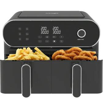 iceagle iceagle Freidora de Aire Dual Zone 11L – XXL Freidora sin Aceite con Cestas Dobles | Airfryer 6 en 1, Pantalla Táctil, 1700 W, Recetas, Comidas Saludables para una Familia Numerosa