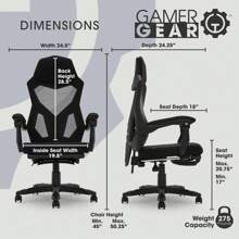 Office Chair With Extendable Leg Rest, Black Fabric Upholstery