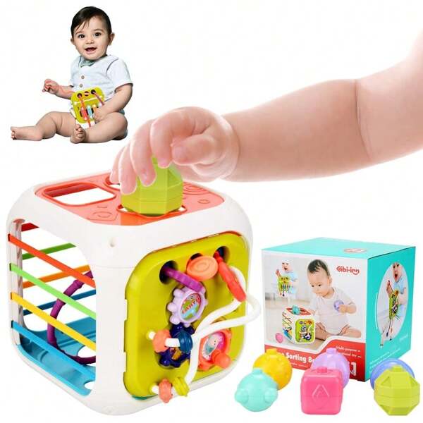 Baby Toys Montessori Toys 6-12 Months, 7 in 1 Montessori Toys Set with Pull String, Shape Sorter, Stacking Building Blocks Toys for Toddlers 1-3, Fat Brain Toys for 6+ Month Old